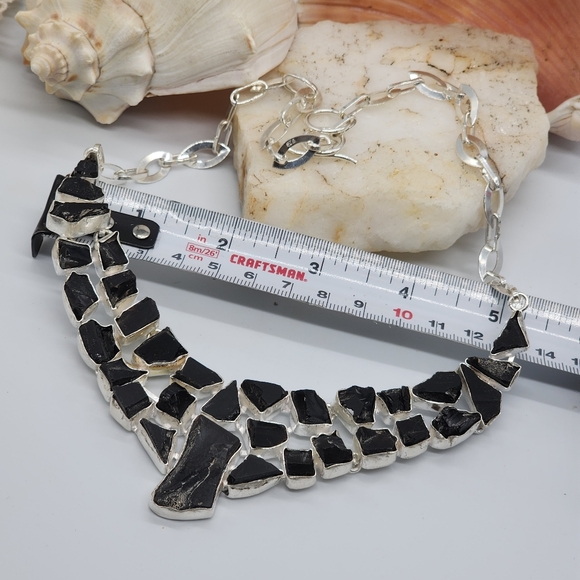 Artisan Silver 925 Handcrafted Necklace Genuine Raw Black Onyx Stone - Picture 15 of 15